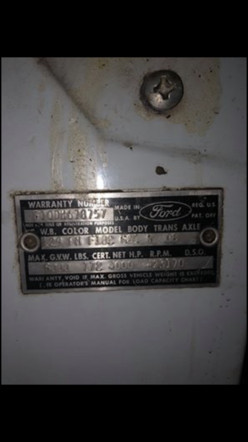 1965 Blue Ford F-100 Cab & Chassis