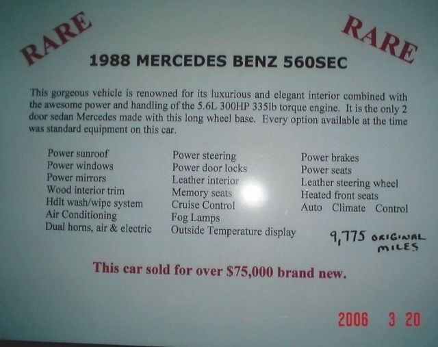 1988 Brown Mercedes-Benz 500-Series Coupe