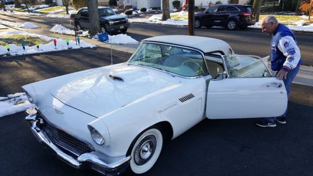1957 White Ford Thunderbird Convertible