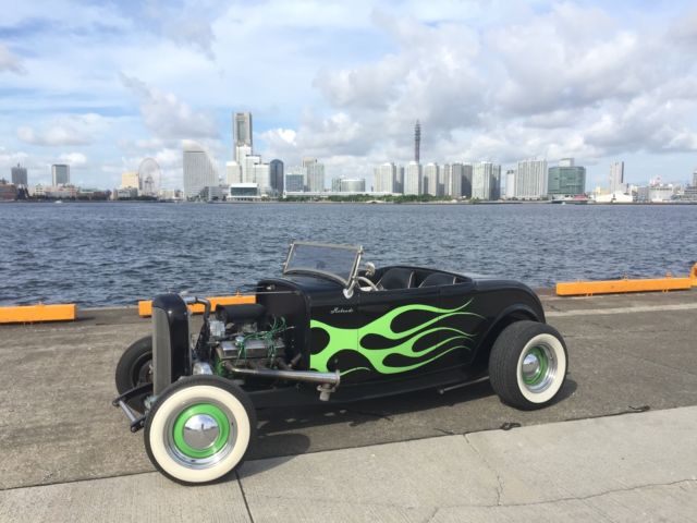 1932 Black with Green Flames Ford Model A Roadster