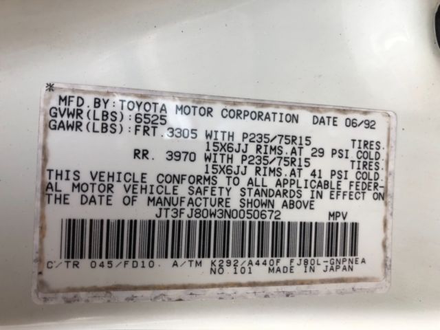 1992 White Toyota Land Cruiser SUV