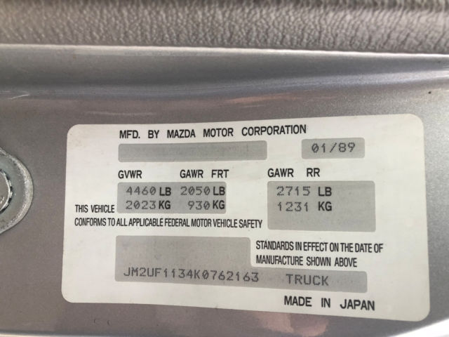 1989 Silver Mazda B-Series Pickups Standard Cab Pickup