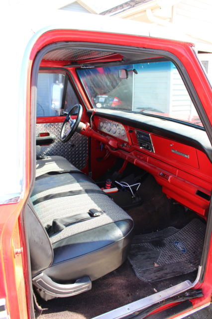 1970 Red and White Ford F-100 Standard Cab Pickup