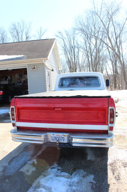 1970 Red and White Ford F-100 Standard Cab Pickup