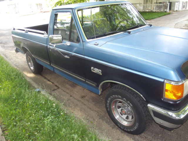 1989 blue Ford F-150 Standard Cab Pickup