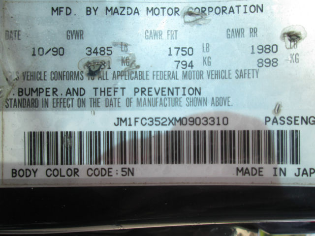 1991 Blue Mazda RX-7 Convertible