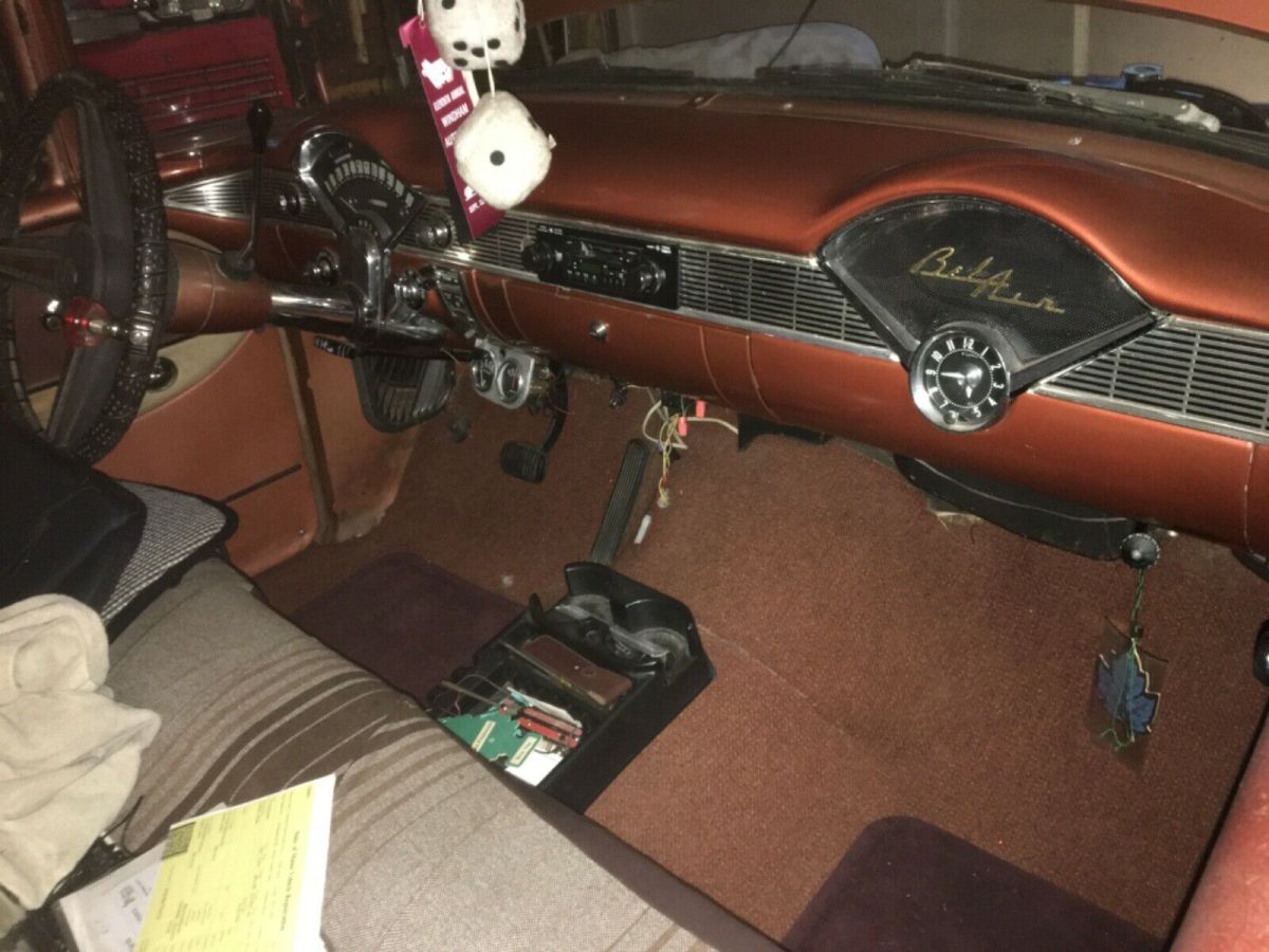 1956 Orange/WHITE Chevrolet Bel Air/150/210 Sedan