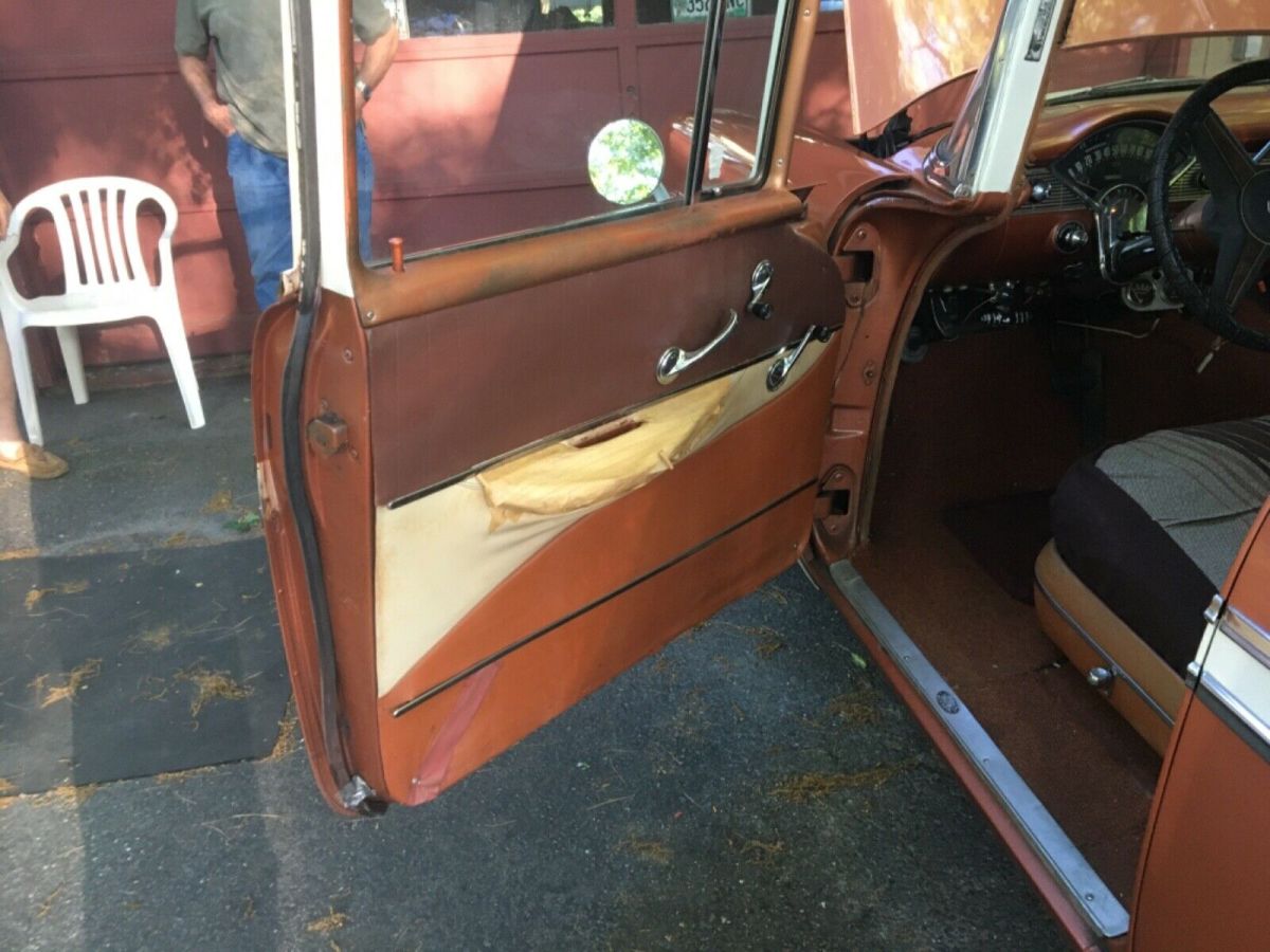 1956 Orange/WHITE Chevrolet Bel Air/150/210 Sedan