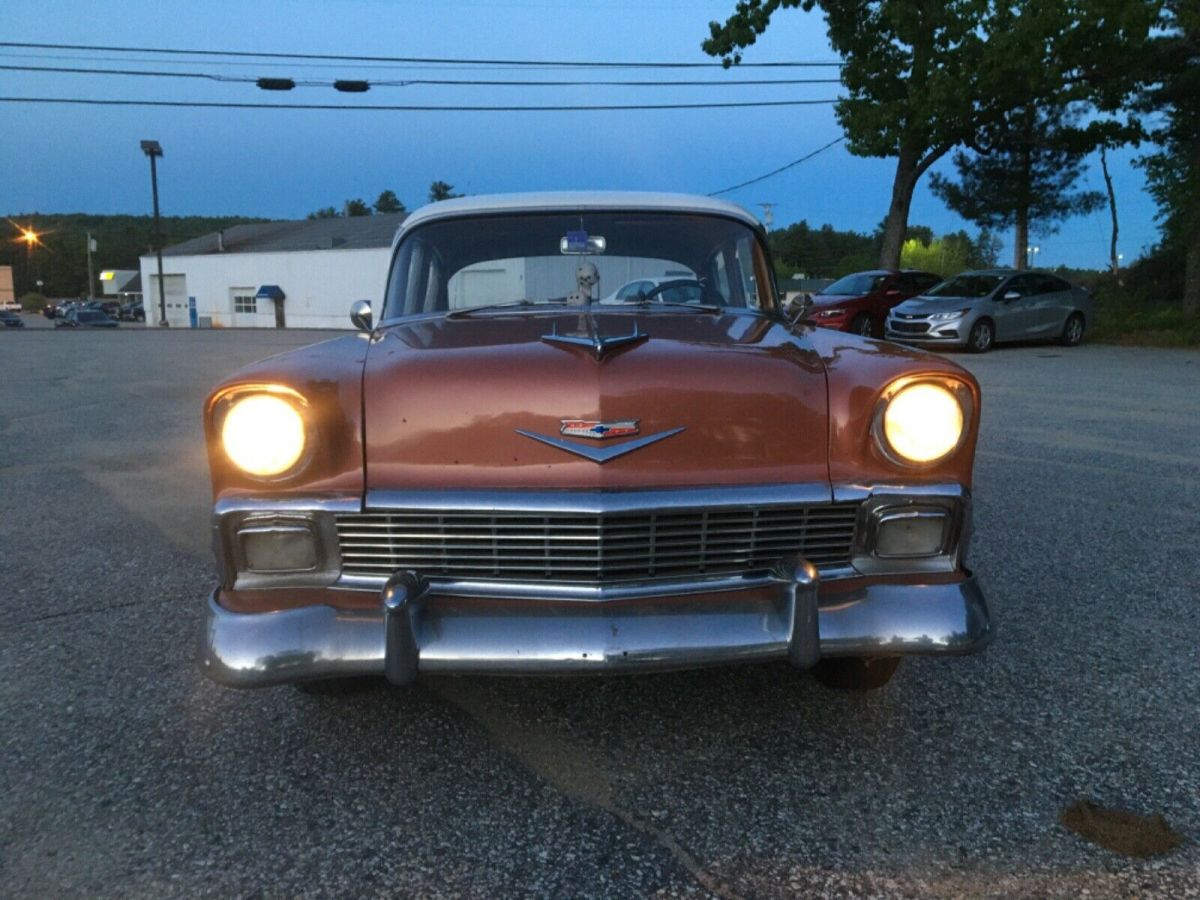 1956 Orange/WHITE Chevrolet Bel Air/150/210 Sedan