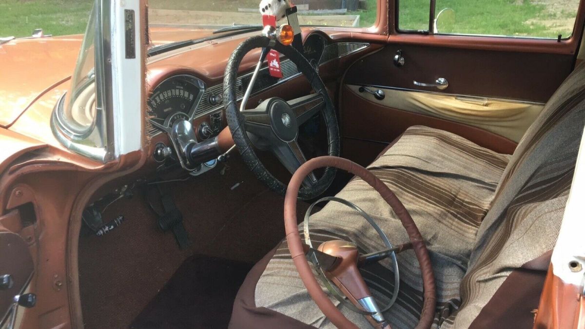 1956 Orange/WHITE Chevrolet Bel Air/150/210 Sedan