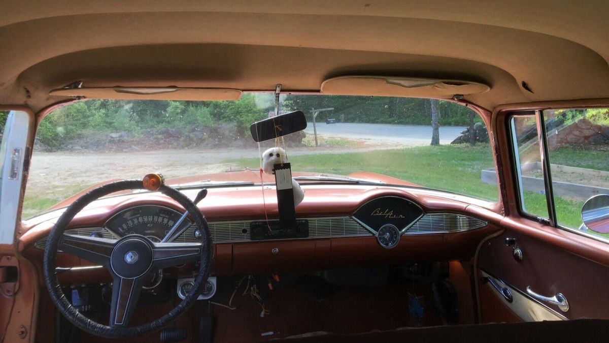 1956 Orange/WHITE Chevrolet Bel Air/150/210 Sedan