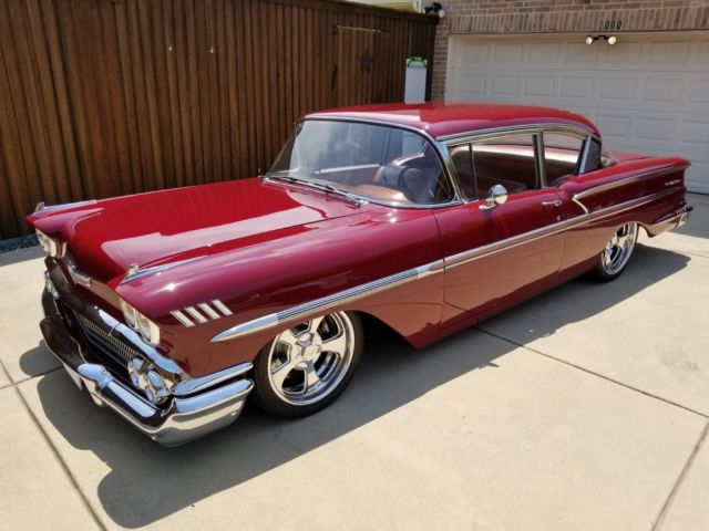 1958 Maroon Chevrolet Bel Air/150/210 Coupe