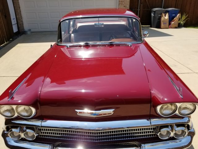 1958 Maroon Chevrolet Bel Air/150/210 Coupe