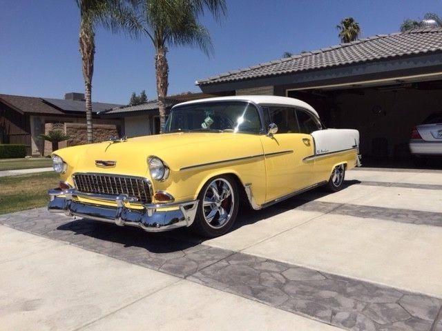 1955 yellow/white Chevrolet Bel Air/150/210 Bel Air 2 dr. hard top