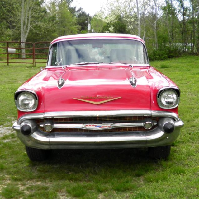 1957 red Chevrolet Bel Air/150/210 2dr ht