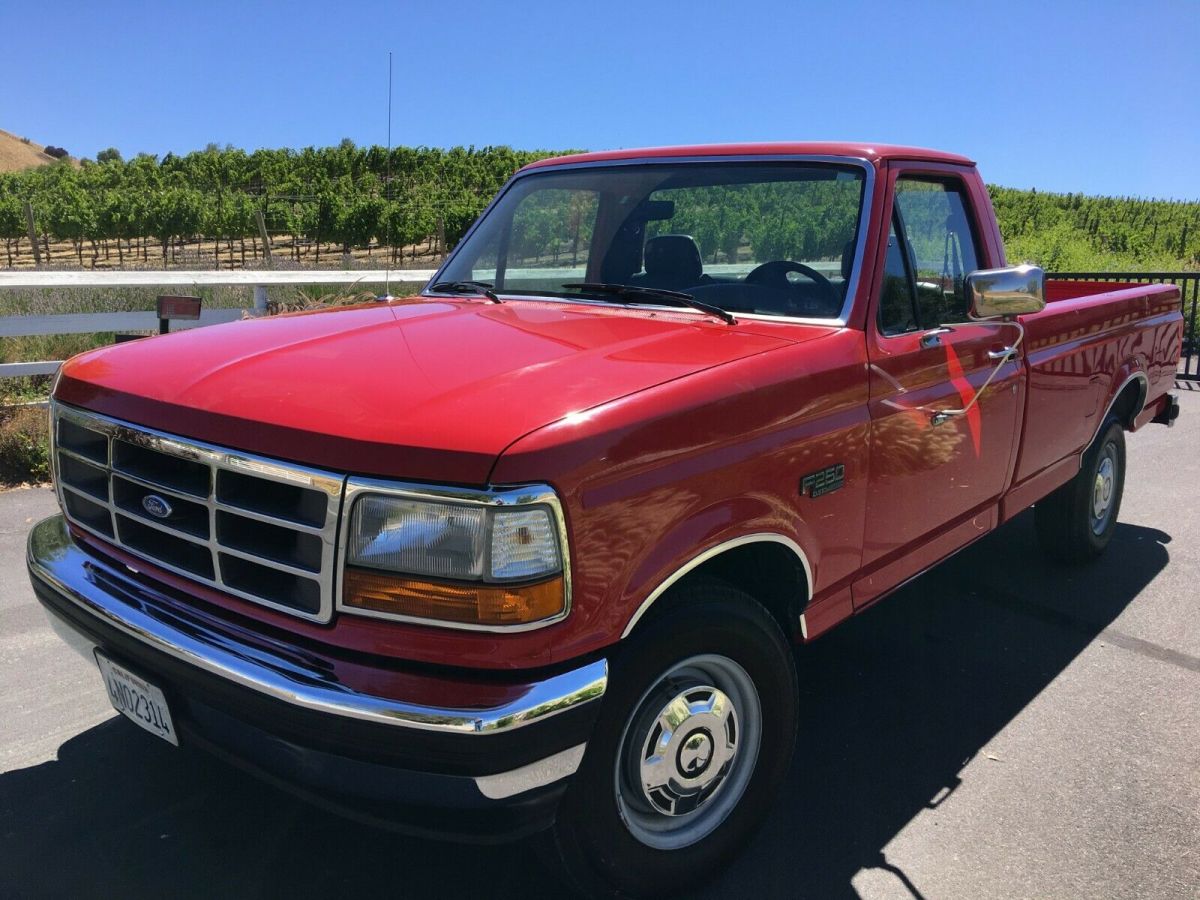 1992 Red Ford F-250 Standard Cab Pickup