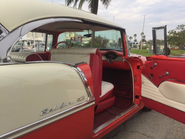 1955 red/white Chevrolet Bel Air/150/210 coupe