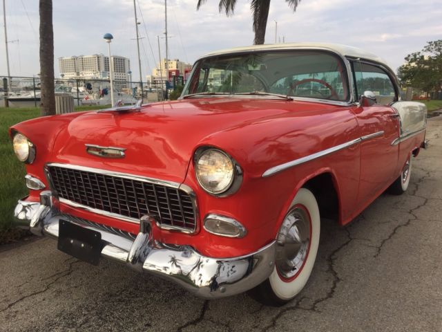 1955 red/white Chevrolet Bel Air/150/210 coupe