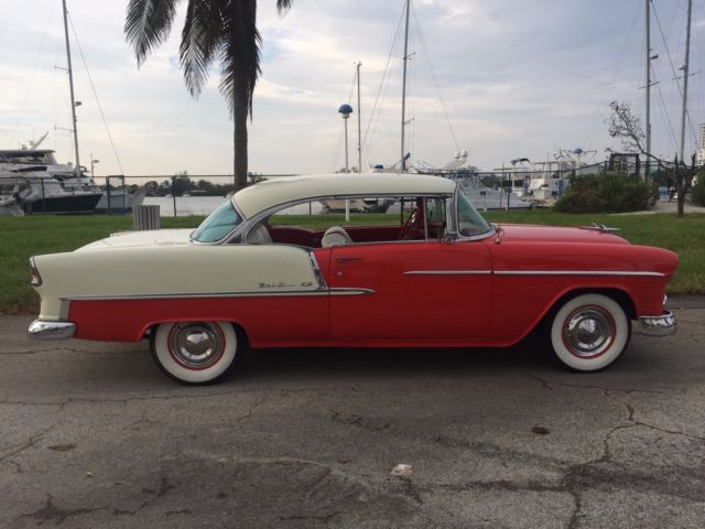 1955 red/white Chevrolet Bel Air/150/210 coupe