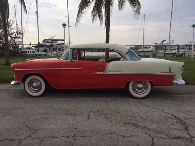 1955 red/white Chevrolet Bel Air/150/210 coupe
