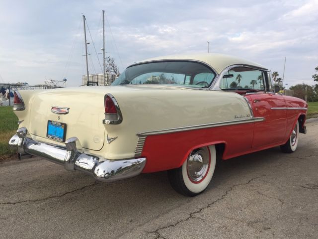 1955 red/white Chevrolet Bel Air/150/210 coupe