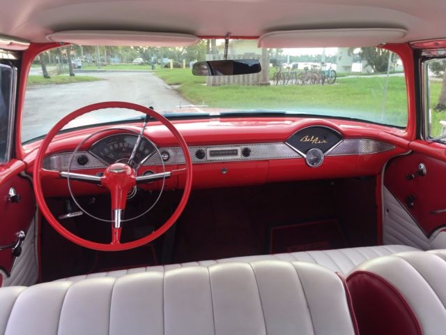 1955 red/white Chevrolet Bel Air/150/210 coupe