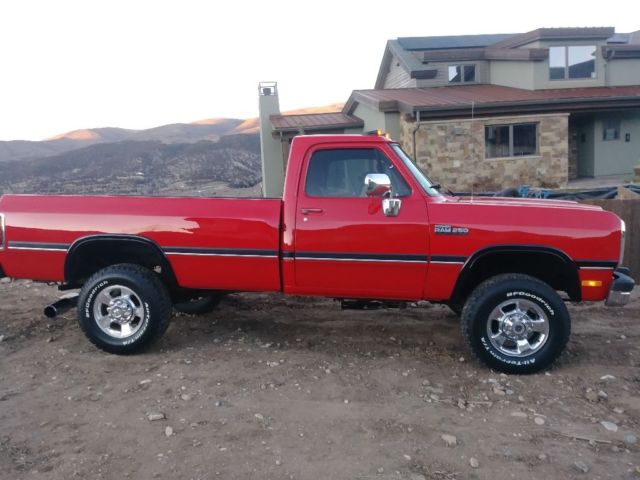 1993 Red Dodge Ram 2500 Standard Cab Pickup