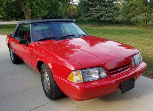1992 Red Ford Mustang Convertible