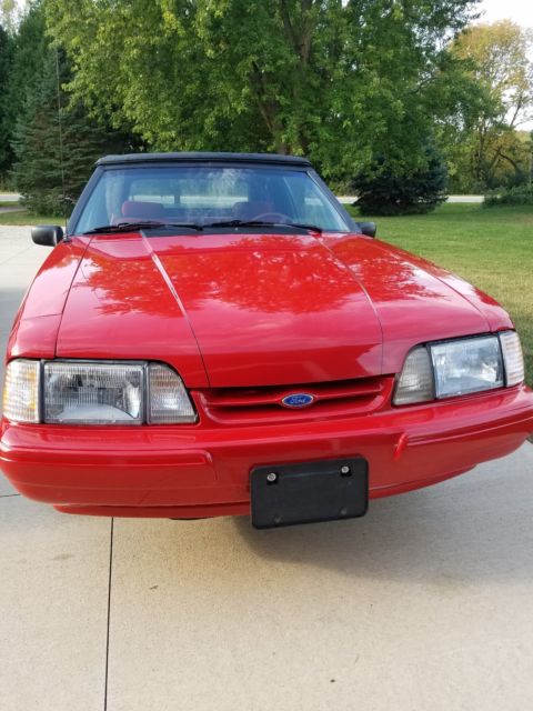 1992 Red Ford Mustang Convertible