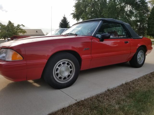 1992 Red Ford Mustang Convertible