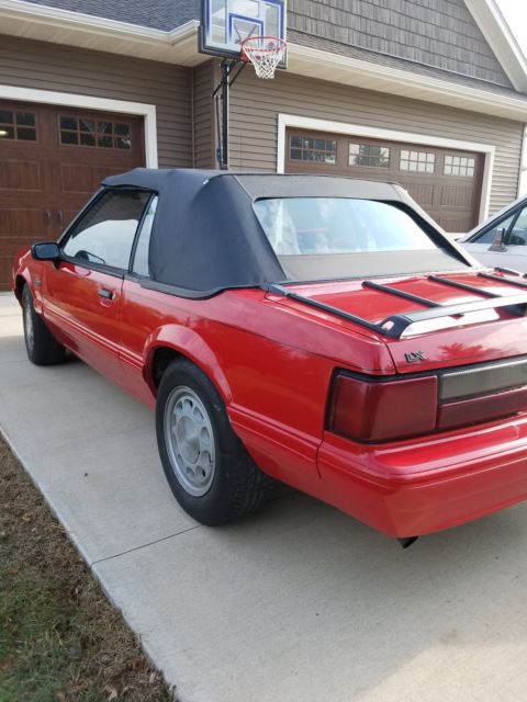1992 Red Ford Mustang Convertible