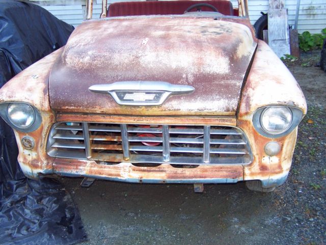 1955 whit rust Chevrolet 3100 truck