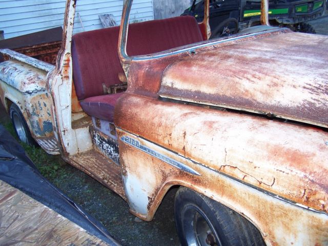 1955 whit rust Chevrolet 3100 truck