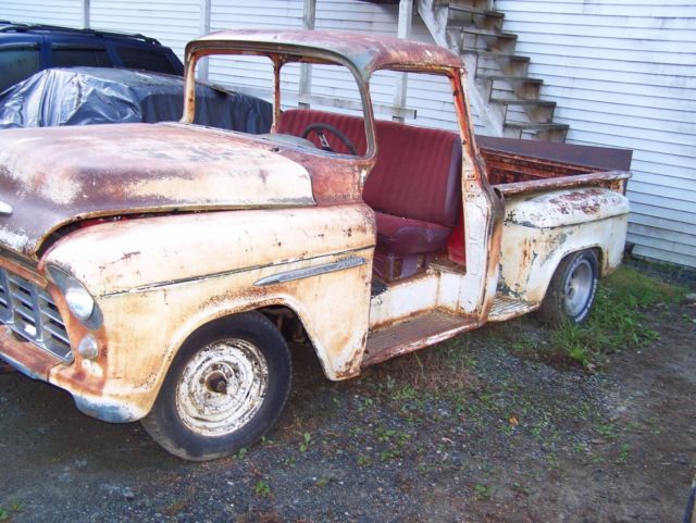 1955 whit rust Chevrolet 3100 truck