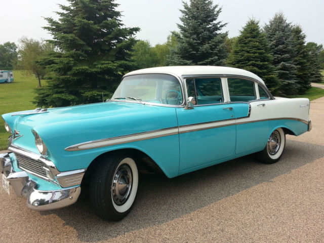 1956 turquoise & white Chevrolet Bel Air/150/210 Sedan