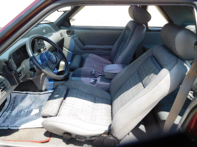 1989 Burgundy Ford Mustang Hatchback