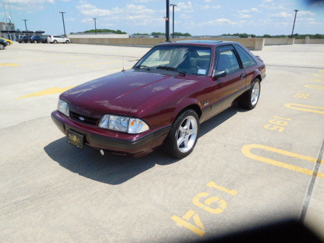 1989 Burgundy Ford Mustang Hatchback