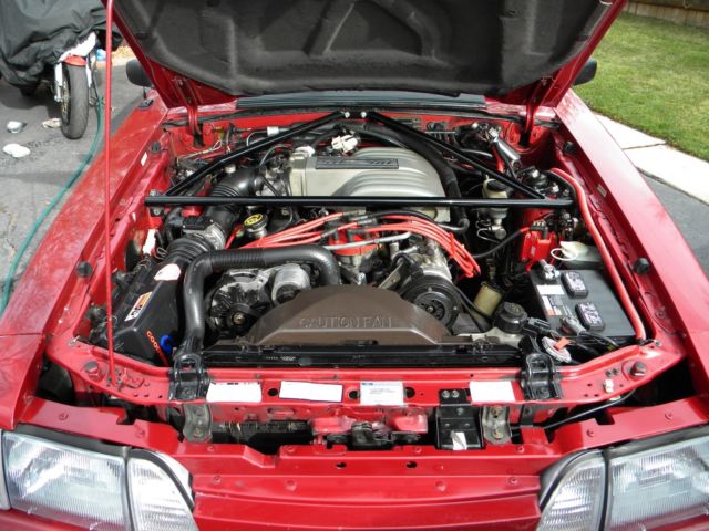 1990 Red Ford Mustang Convertible