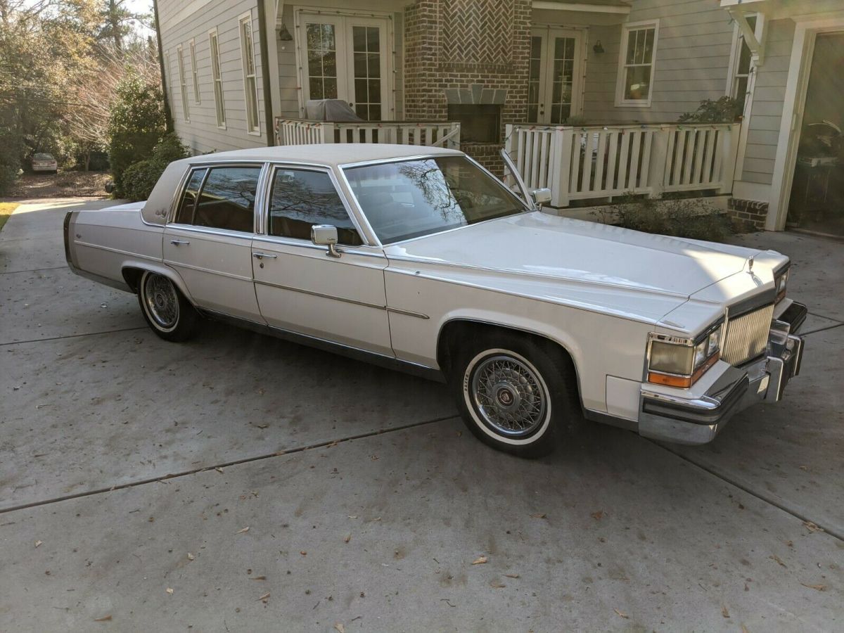1989 White Cadillac Brougham Sedan