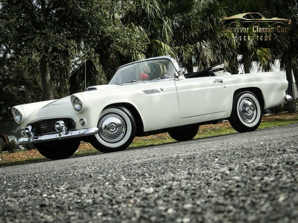 1955 White Ford Thunderbird Convertible