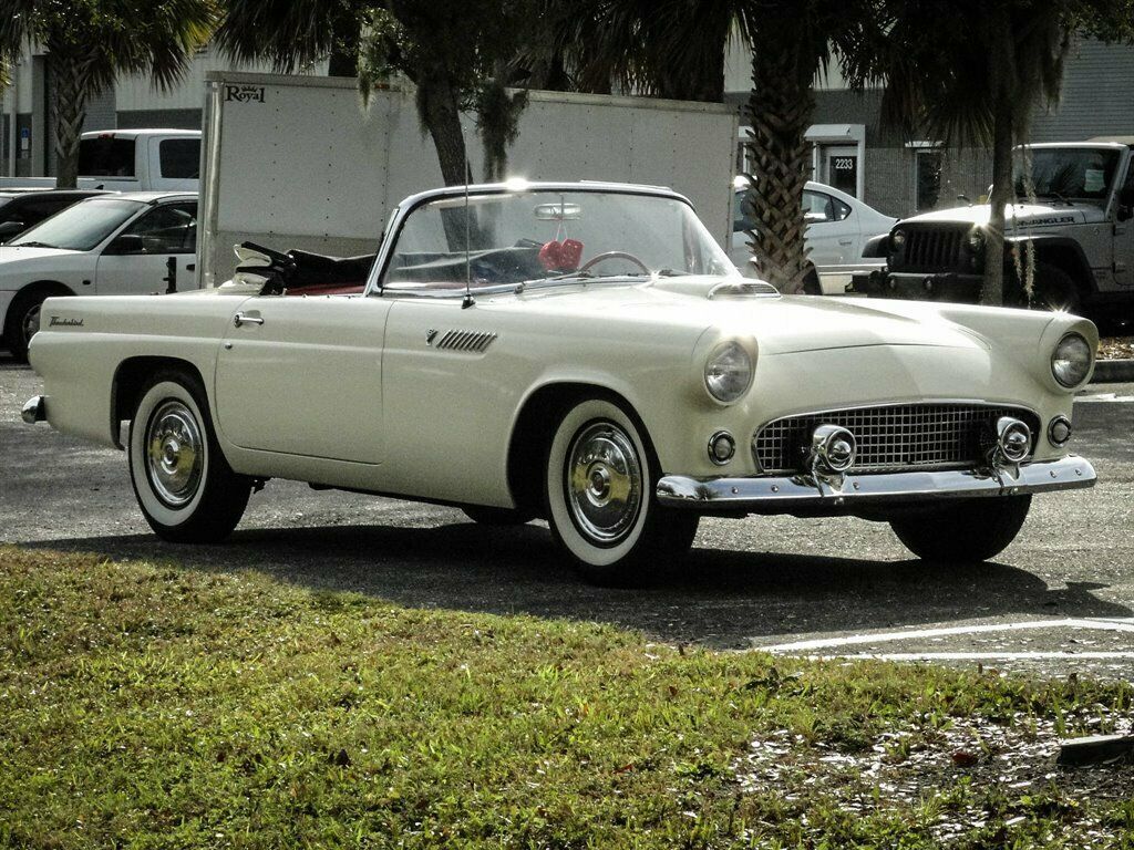 1955 White Ford Thunderbird Convertible