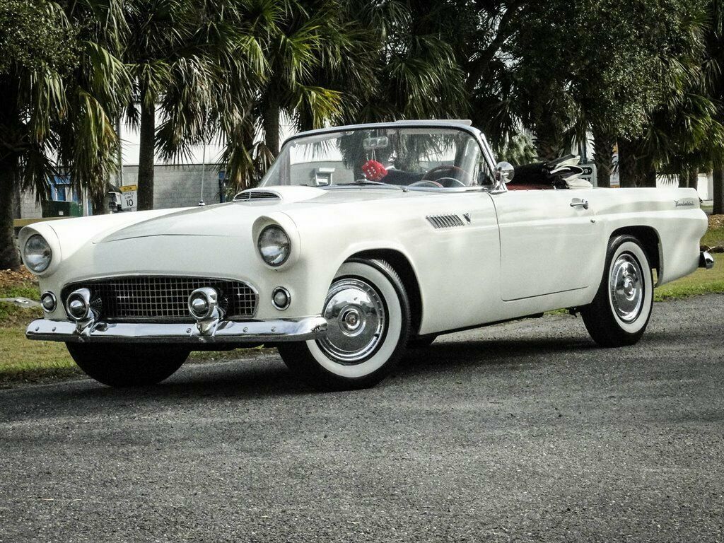 1955 White Ford Thunderbird Convertible