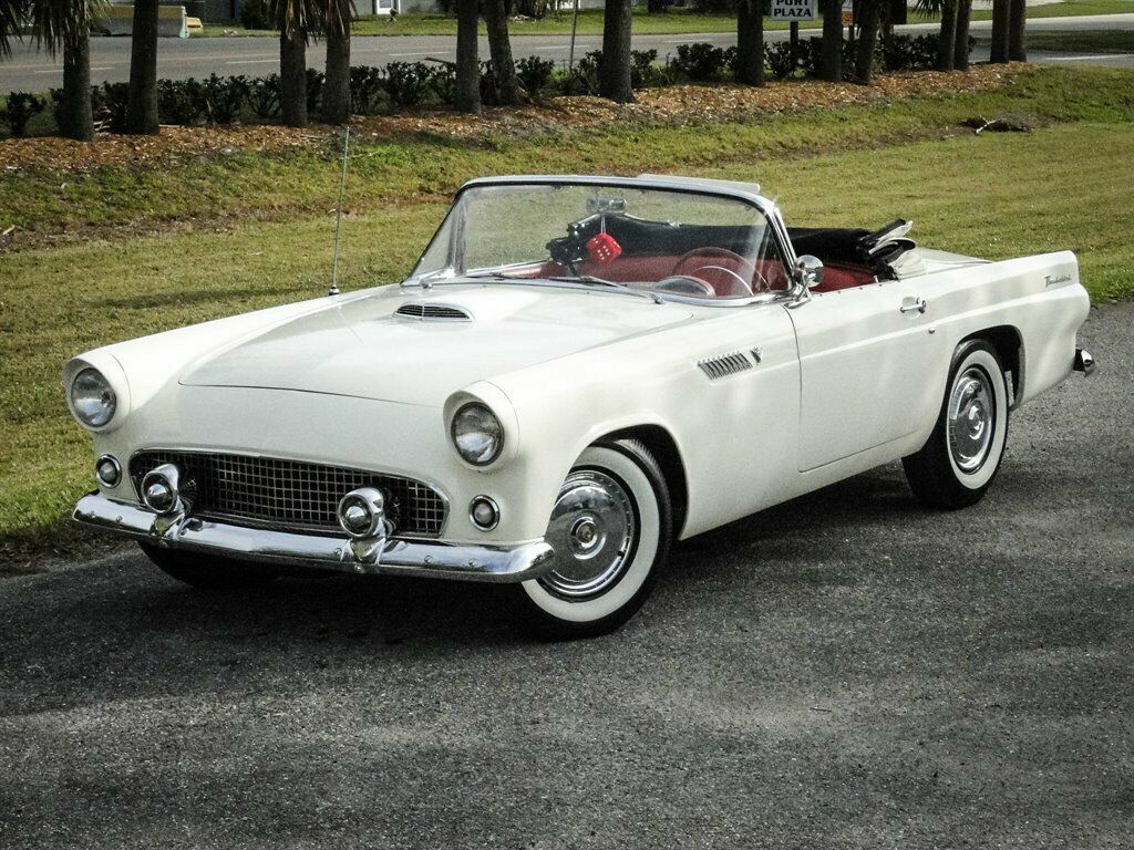 1955 White Ford Thunderbird Convertible