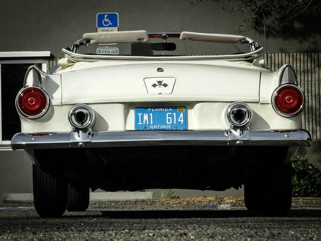 1955 White Ford Thunderbird Convertible