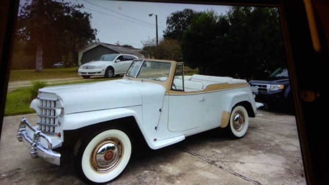 1950 antique white Willys Convertible