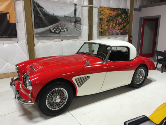1960 red over white Austin Healey 3000 Convertible