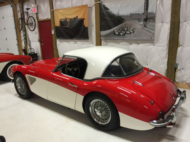 1960 red over white Austin Healey 3000 Convertible