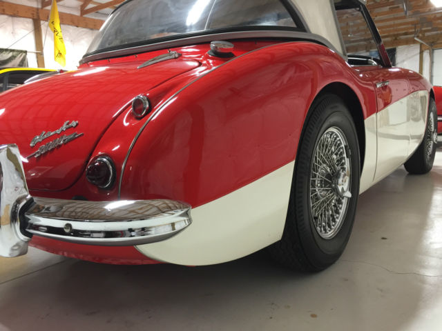 1960 red over white Austin Healey 3000 Convertible