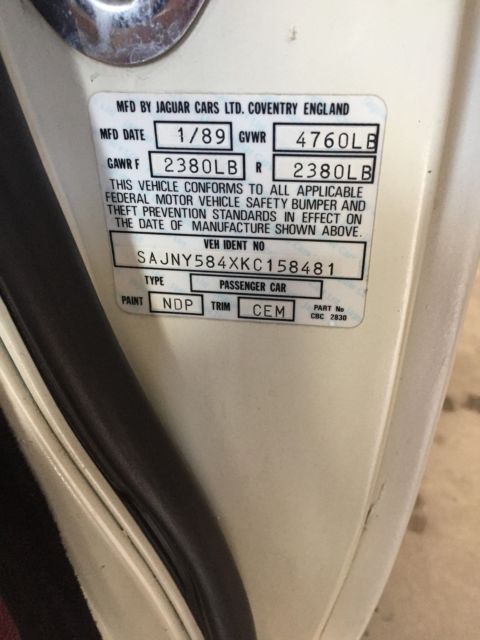 1989 White Jaguar XJS Coupe